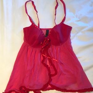 Victoria’s Secret Hot Pink Babydoll Teddy
